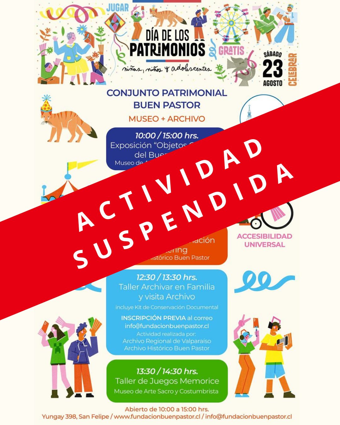 Suspensión Día del Patrimonio de Niños, Niñas y Adolescentes